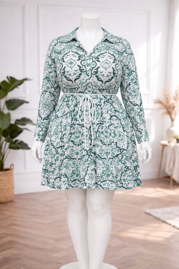 Robe chemise bohème verte et blanche Femme taille 54 marque Missguided 💍 - photo numéro 4