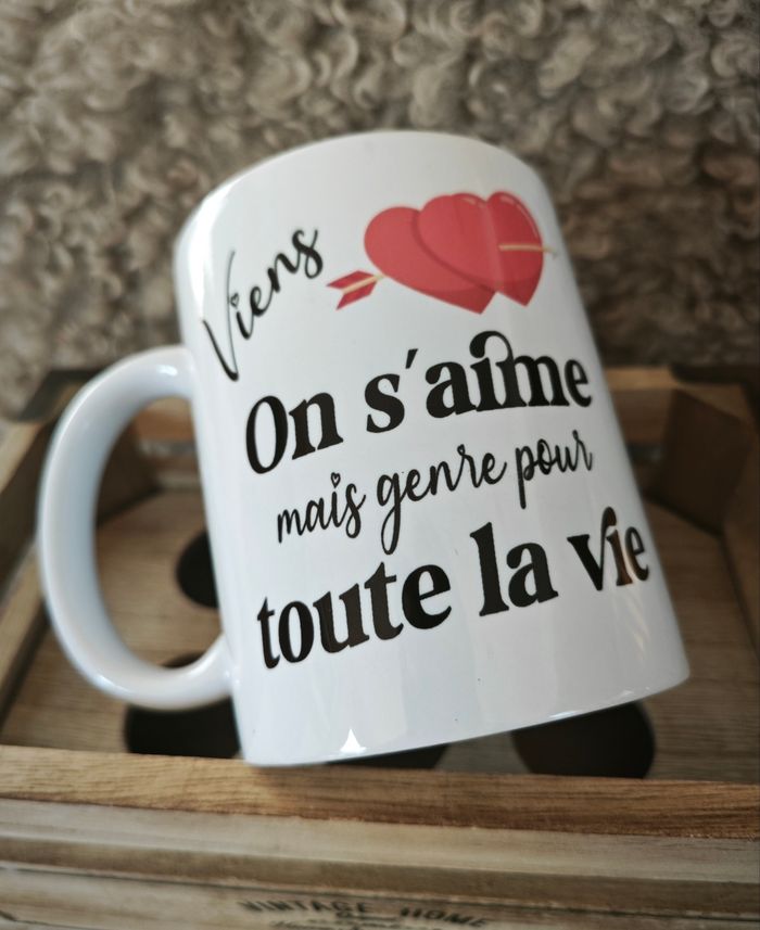 Tasse Idée Cadeau Saint Valentin - Viens on s'aime toute la Vie - photo numéro 4