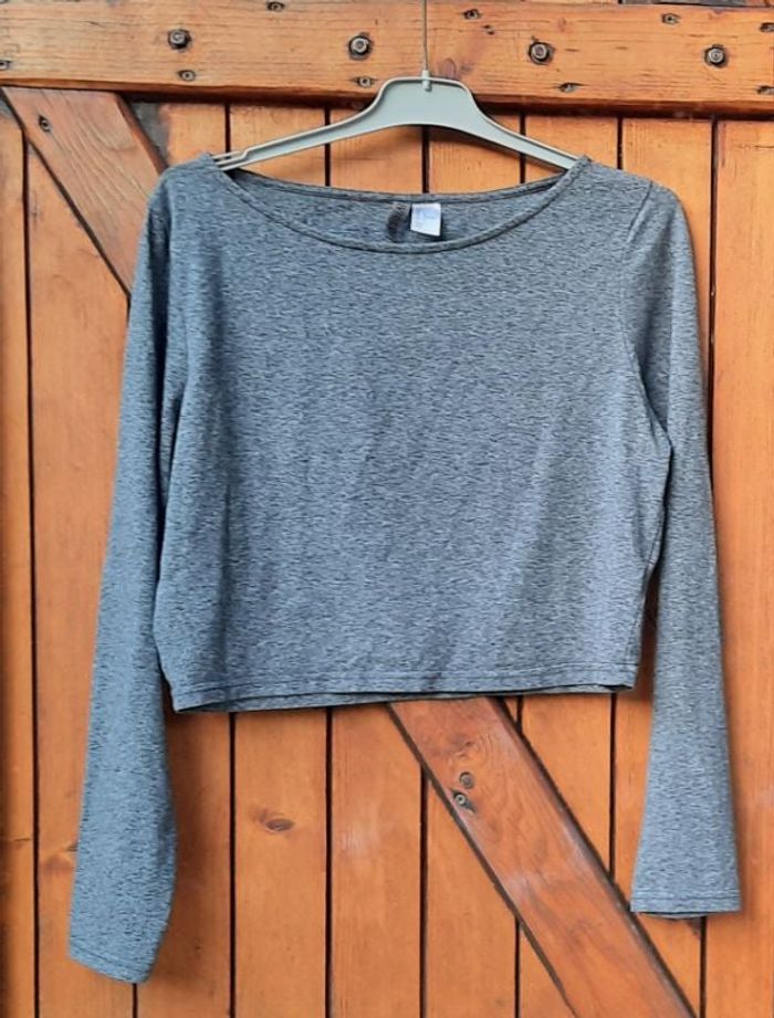 Crop top gris ML H&M, taille L