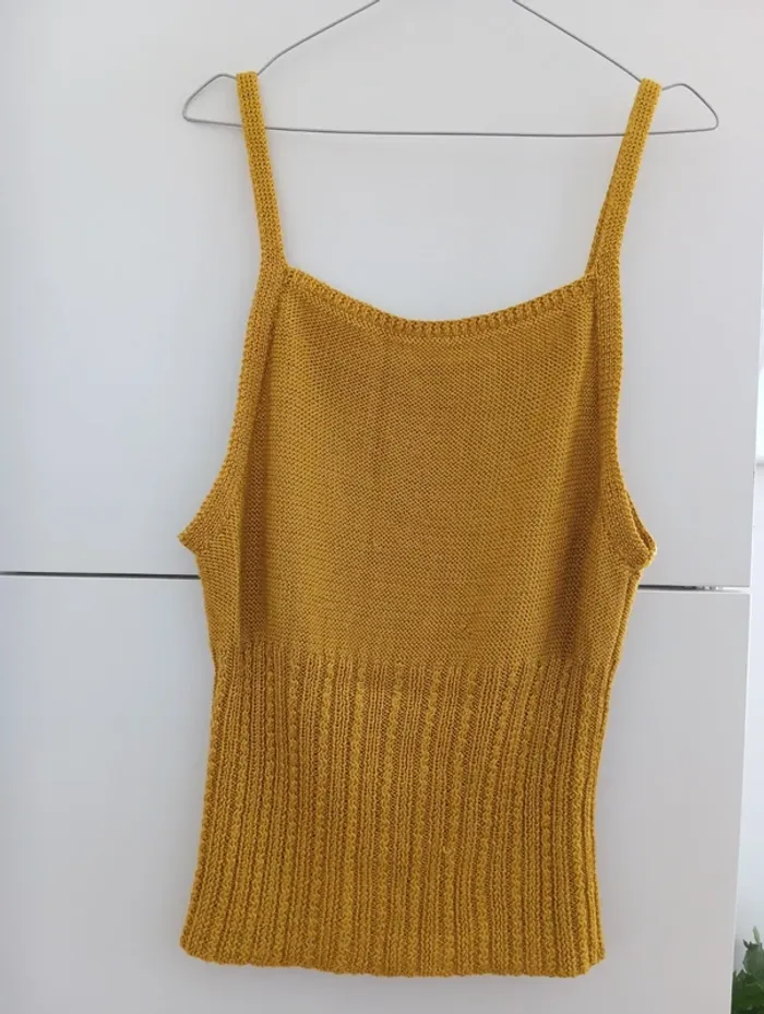 Top débardeur en tricot moutarde vintage - photo numéro 7
