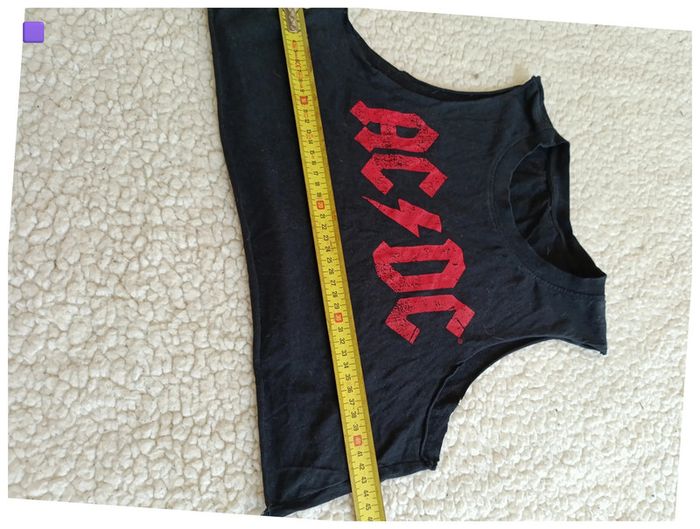 Débardeur noir AC/DC coupé rock vintage grunge Y2K - photo numéro 4