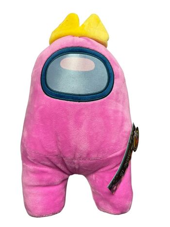 Peluche Among Us rose avec bonnet jaune 30 cm Toikido neuf
