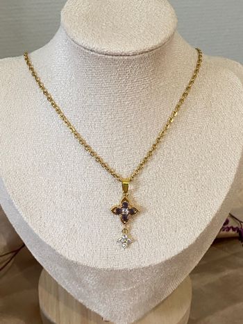  Collier en acier inoxydable avec pendentifs en forme de fleurs
