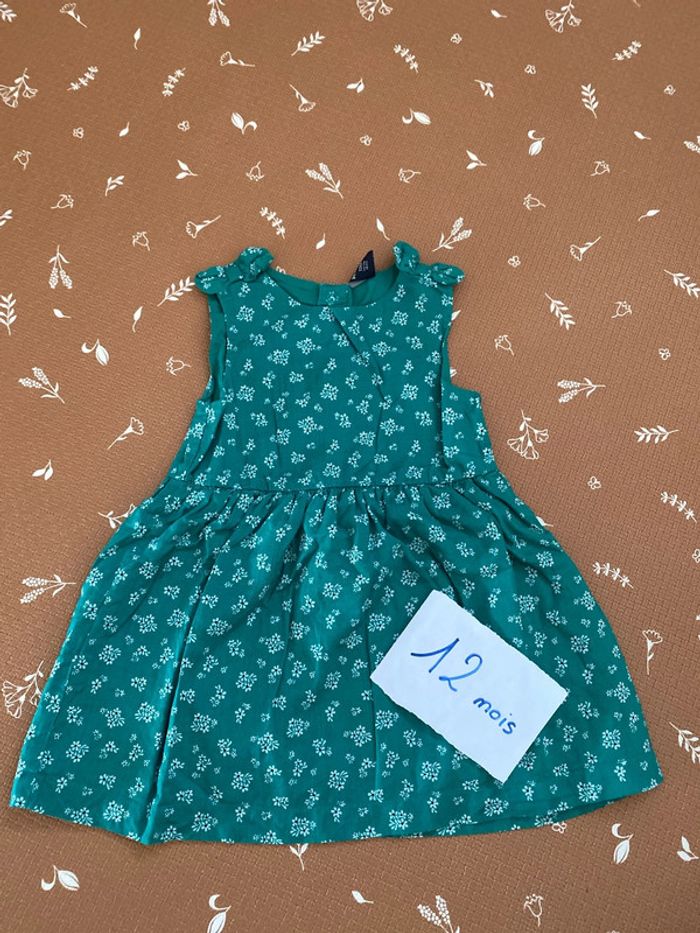 Robe 12 mois - fleurs vertes