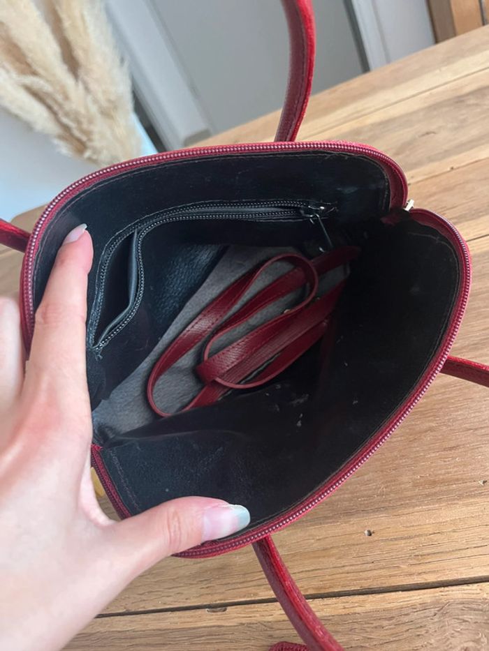 Sac à main en cuir rouge vintage - photo numéro 4