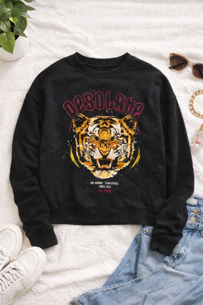 Pull sweat noir taille S H&M tigre - photo numéro 1