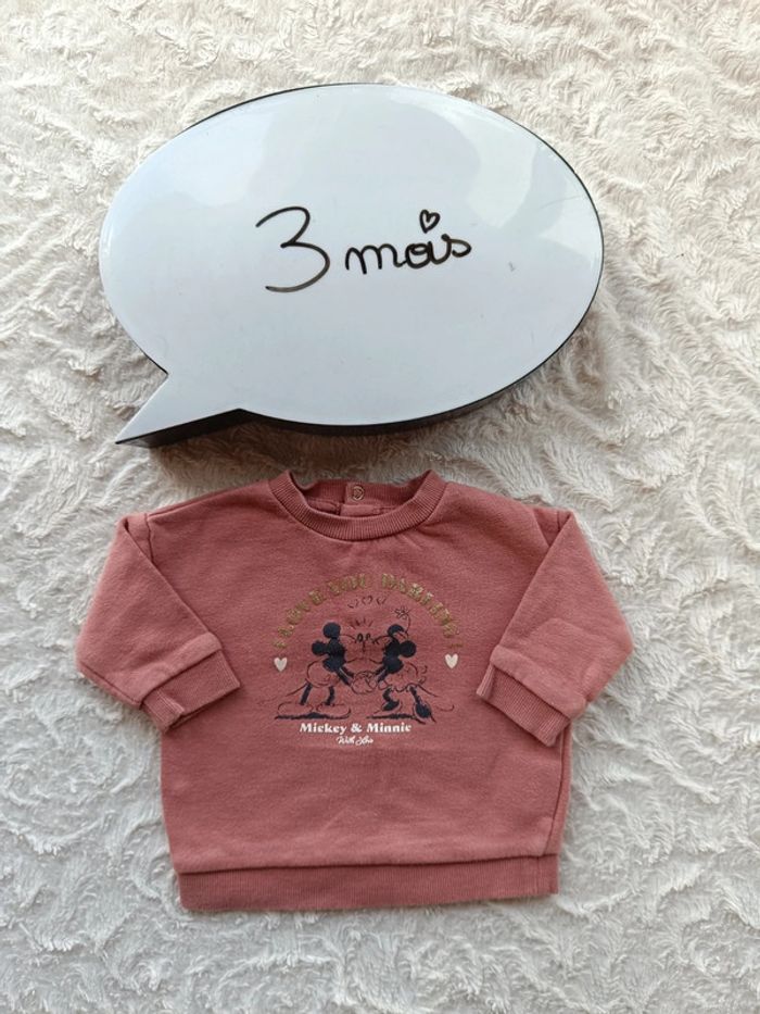 Pull sweat Fille 3 mois Minnie & Mickey I love you darling Disney Baby