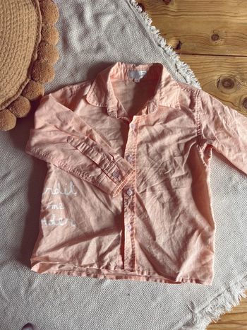 Chemise saumon abricot pastel interdit de me gronder 4 ans