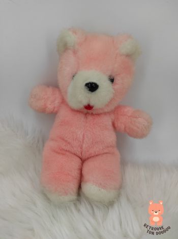 Peluche Ours rose langue rouge Vintage 1980'