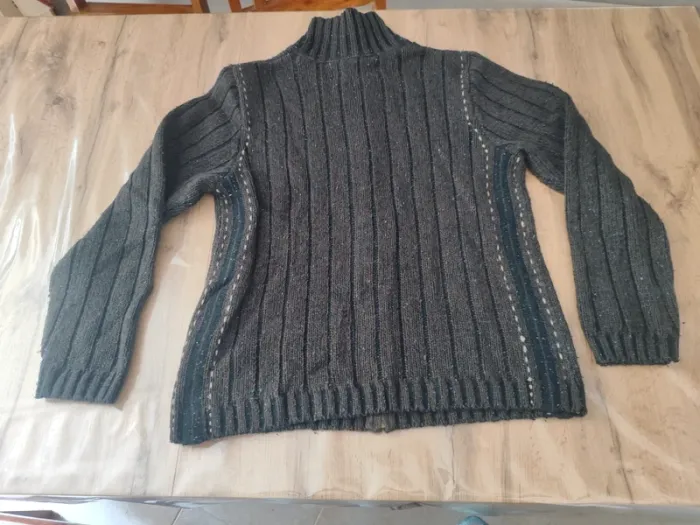 Sweat Long / Pull Zippé Blend Marron - Taille XL - Laine & Acrylique - Très Bon État - photo numéro 2