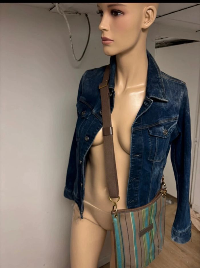 Sac bandoulière Longchamp authentique – Vert turquoise & marron - photo numéro 10