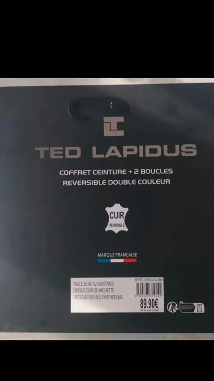 Ceinture homme en cuir noir et marron Ted lapidus - photo numéro 3