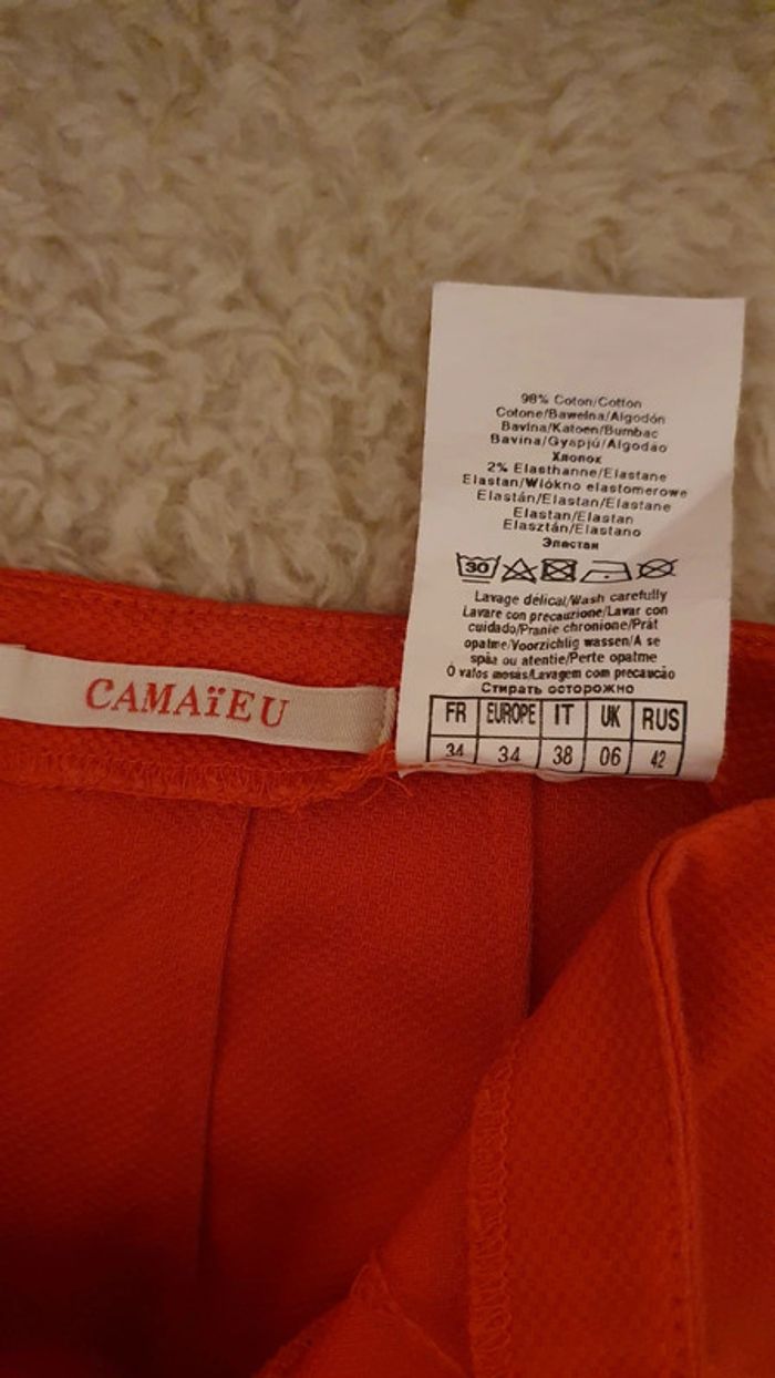 Jupe orange Camaïeu T. 34 - photo numéro 3