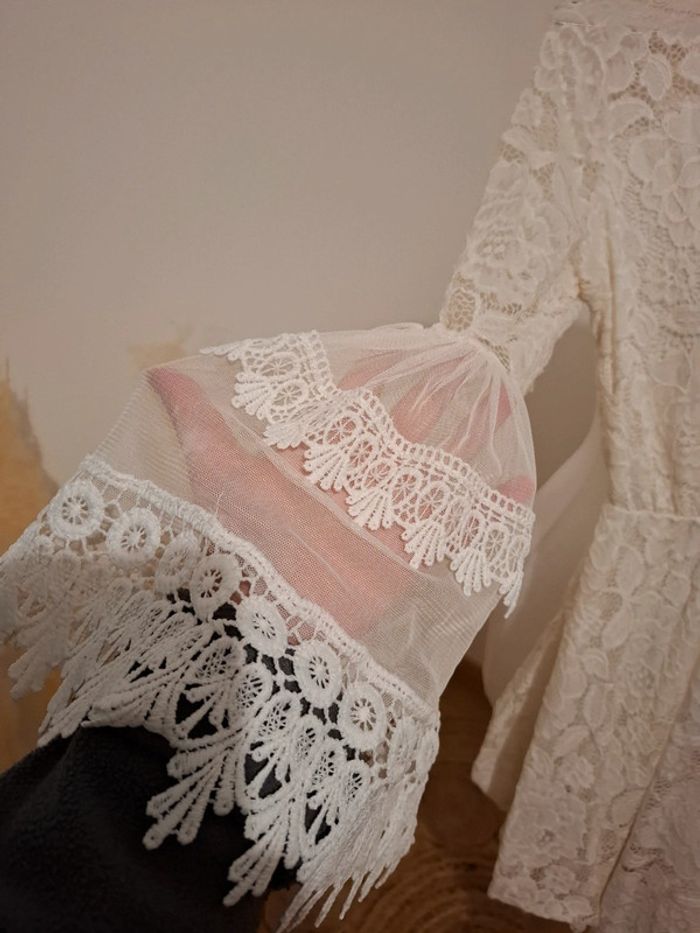 Combishort robe en dentelle blanche crème taille XS/S 34/36 - photo numéro 9