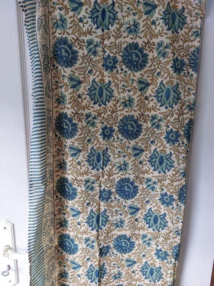 Paréo block print bleu canard La p'tite  cachottière - photo numéro 3
