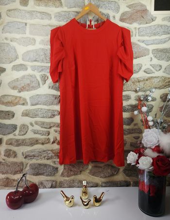 Robe manches bouffantes rouge Femme taille 52 marque Boohoo 🌹