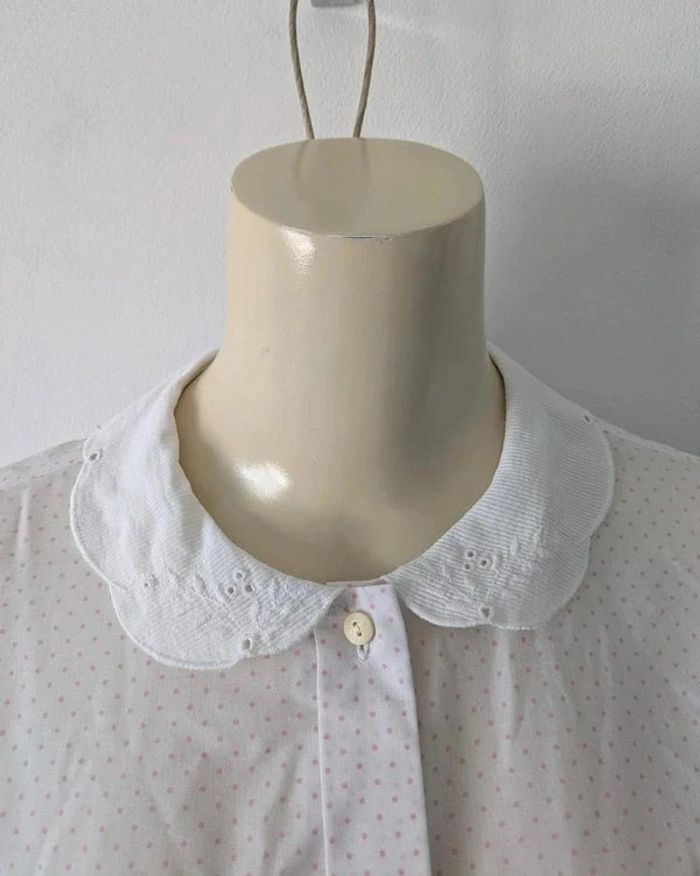 Chemisier d'été blanc à pois roses - Pierre Clarence - taille 42 - photo numéro 3