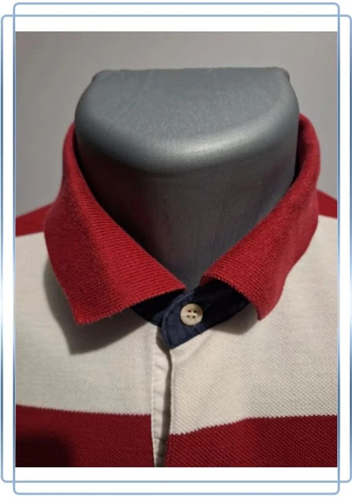 Polo tommy hilfiger blanc et rouge manche courte 100% coton - taille L brodé (35) - photo numéro 3