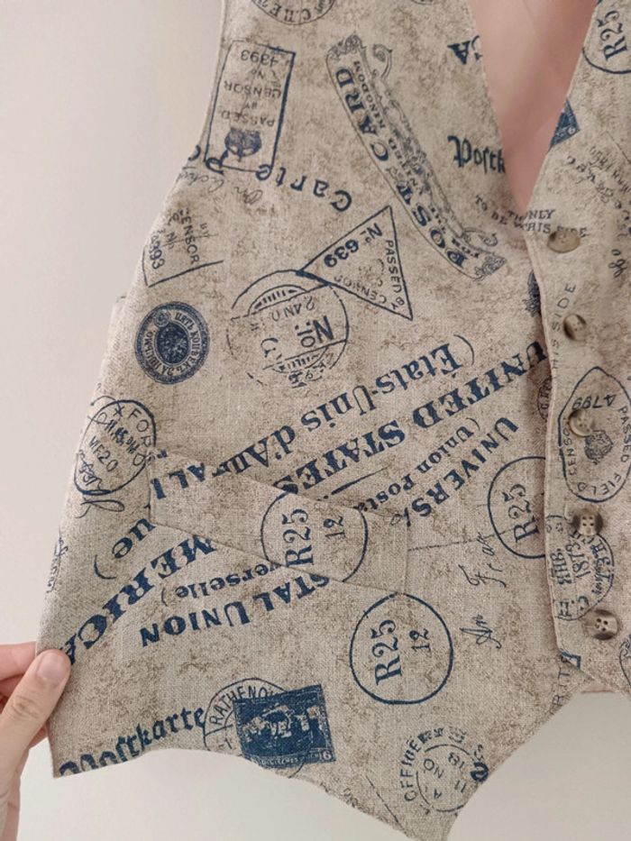 Veste lin imprimé poste - photo numéro 6