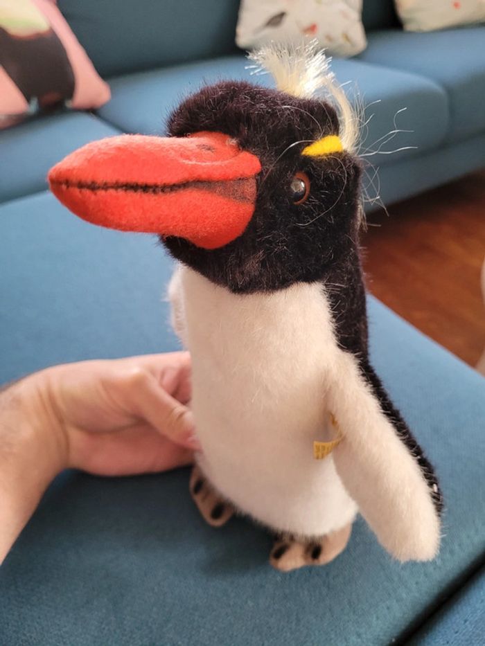 RARE Peluche Steiff Gorfou Doré Manchot Macaroni Antarctique collection 28cm Made in Germany - photo numéro 2