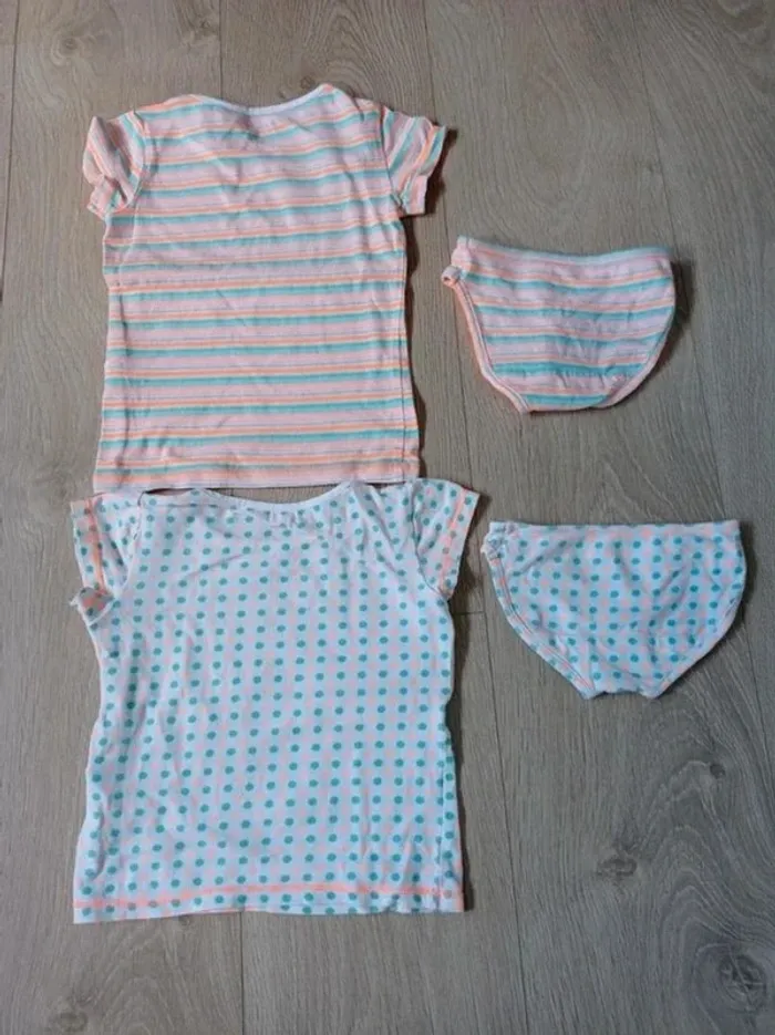 Lot de 2 tee shirt et culottes vert et orange Orchestra 3 ans - photo numéro 2
