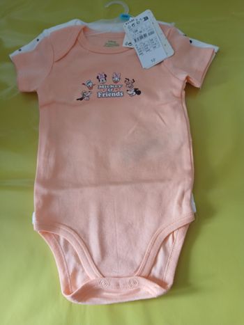 lot 2 bodies fille manches courtes minnie disney 74 cm 12 mois 