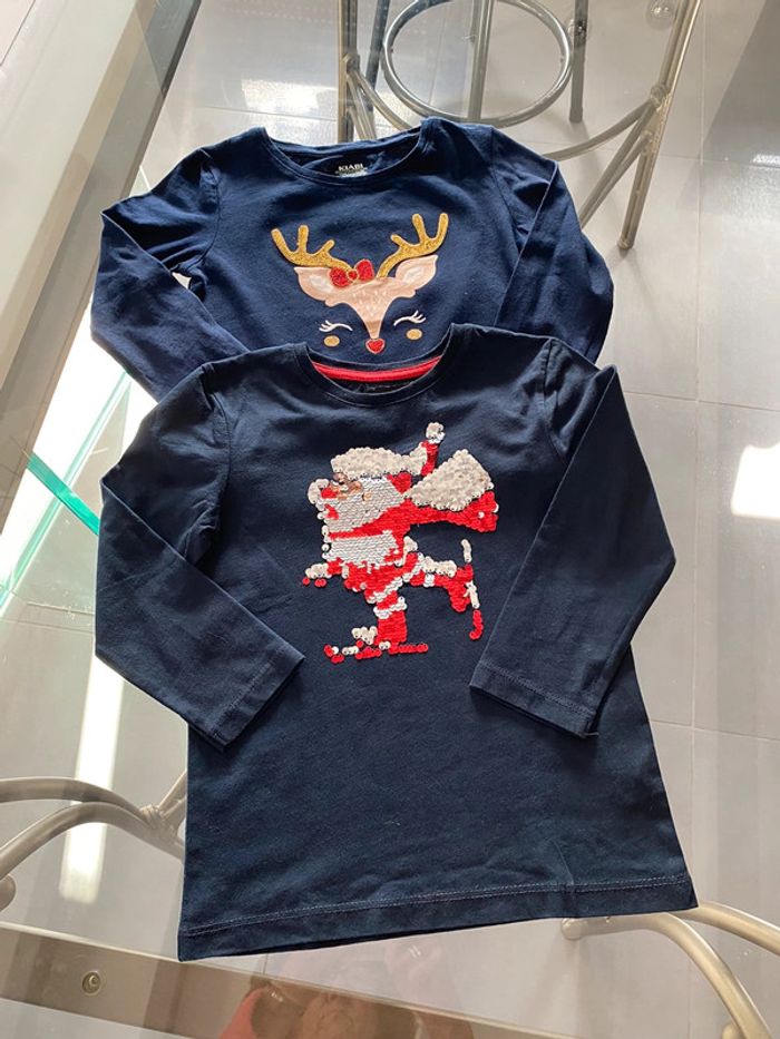 Lot 2 tee-shirts de Noël Jules et kiabi fille ou garçon