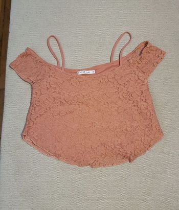 T-shirt court croc top corail orange pastel Gemo XS