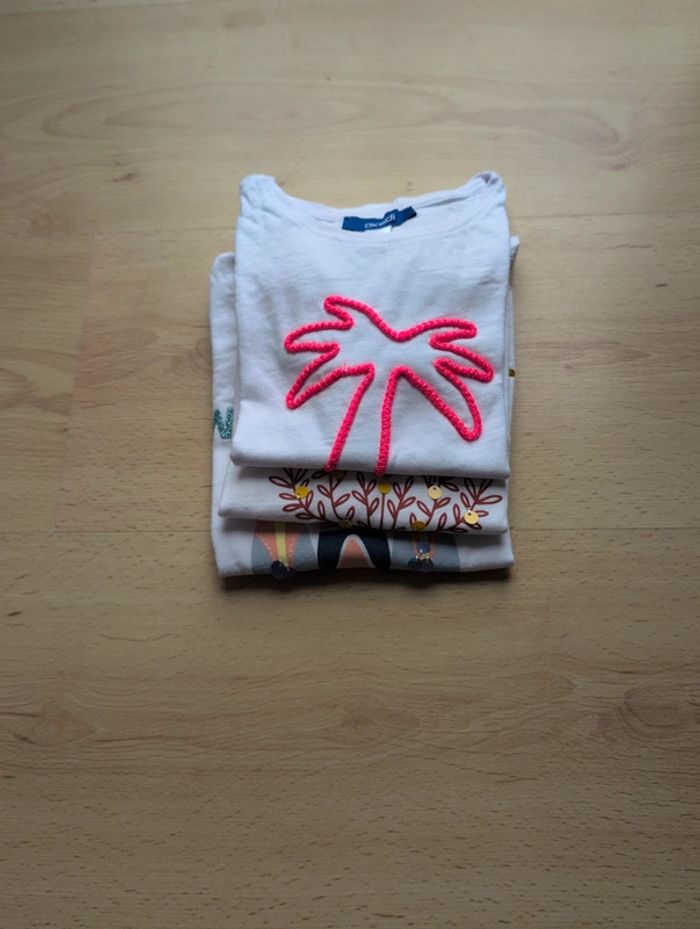 Lot de 3 T-shirt manches courtes message blanc fille 5 ans Okaidi