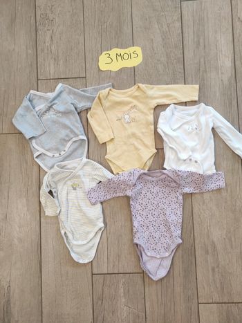 Lot de 5 bodys manches longues 3 mois