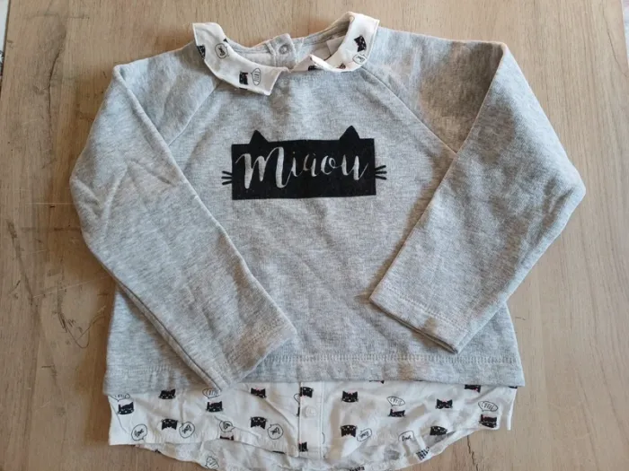 Sweat 2en1 chemise chat