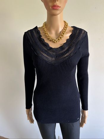 Pull bleu marine avec dentelle Morgan taille L bon état