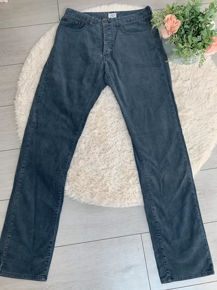 Pantalon bleu côtelé pour homme