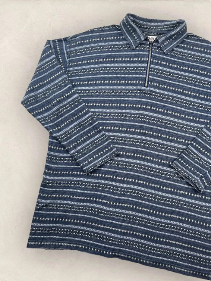 Polo manches longues, pull fin, bleu, S (687) - photo numéro 3