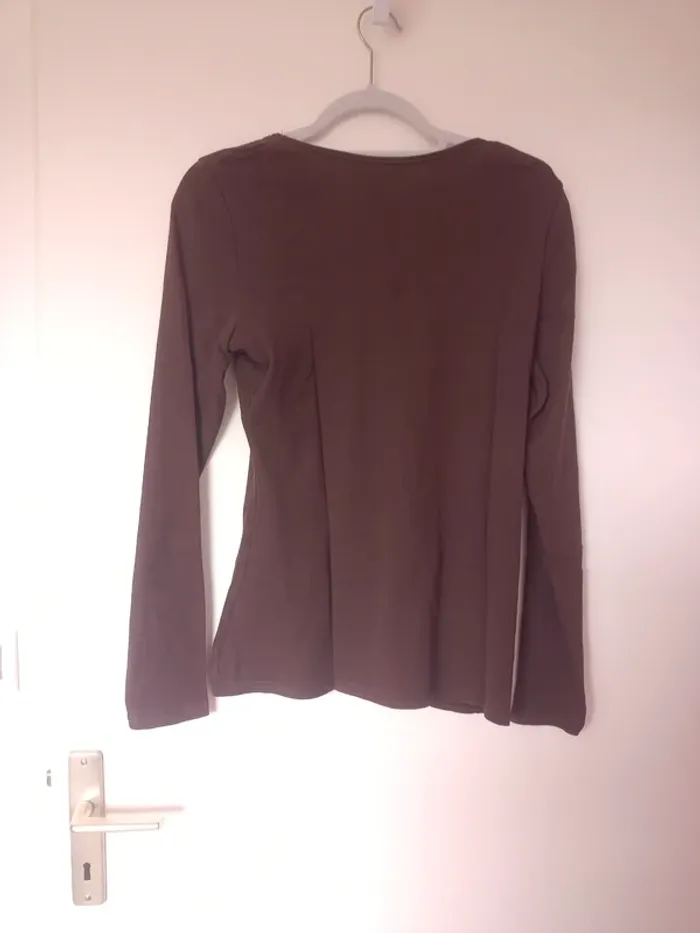 Tee shirt manches longues marron - photo numéro 2