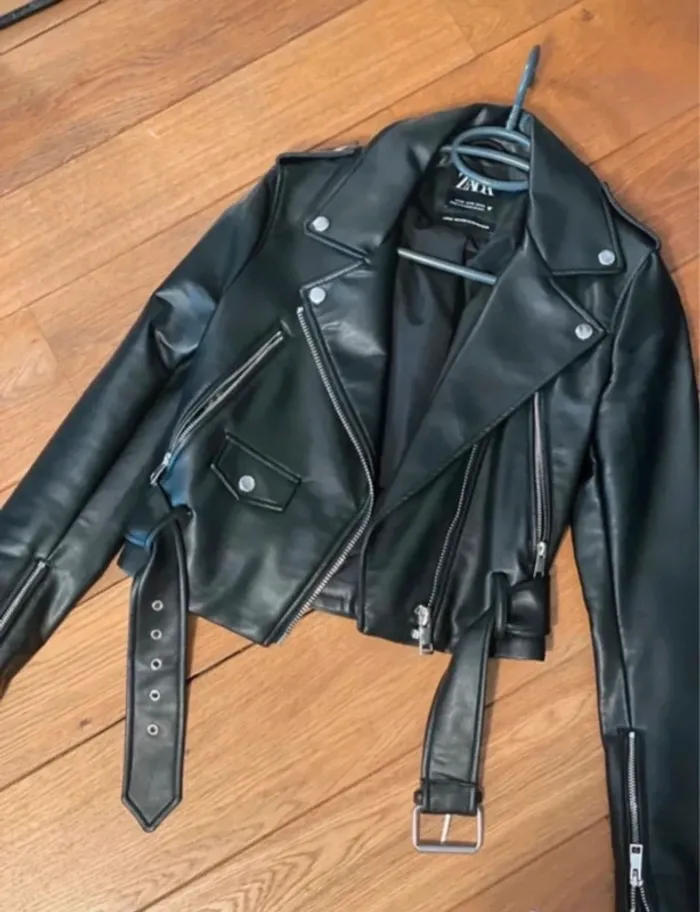 Veste Perfecto ZARA en similicuir ceinturée taille XS - photo numéro 7