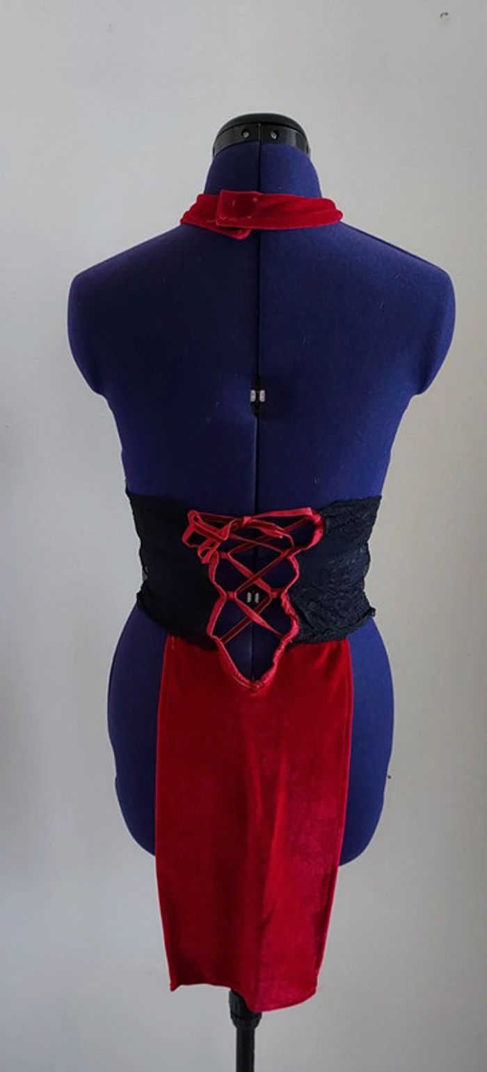 Cheongsam rouge velours Neuf - photo numéro 3
