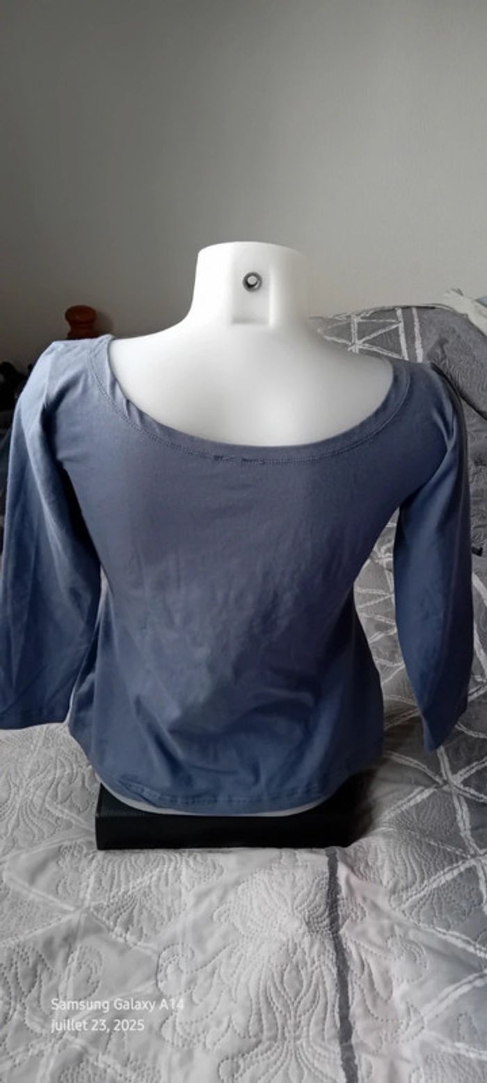 Haut manches longues col rond avec noeud bleu femme M vestino - photo numéro 7