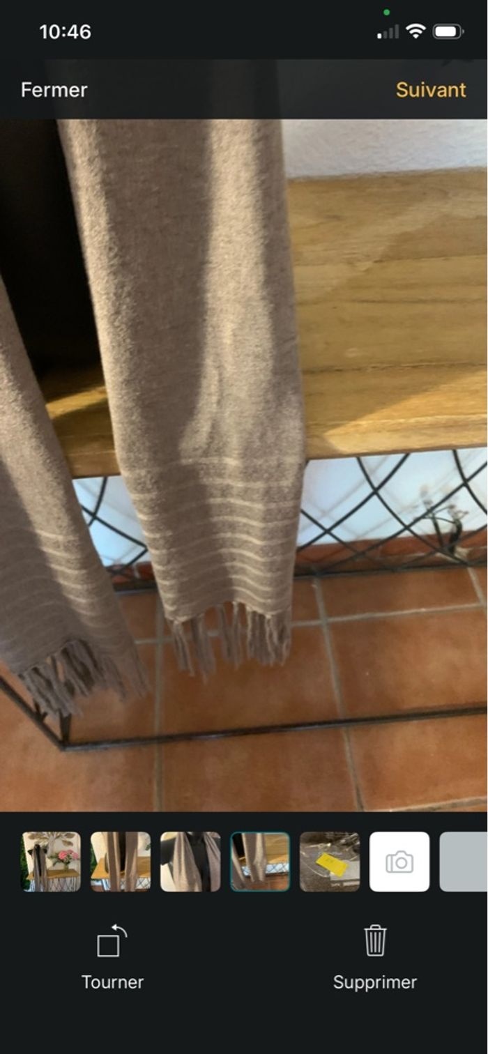 Écharpe longue en laine,taupe à frange douce, chaude et élégante - photo numéro 4