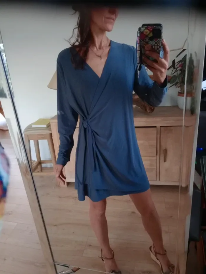 Robe portefeuille  taille L gris foncé c87 - photo numéro 2