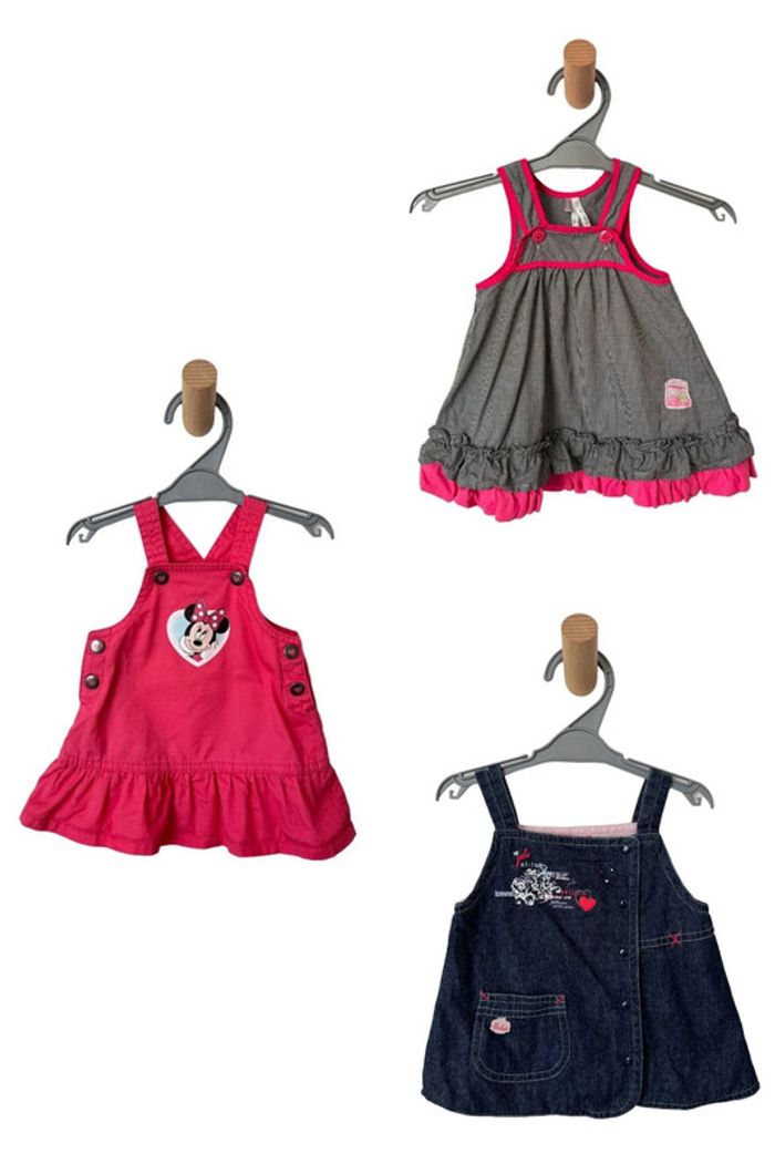 LOT de 3 robes d'été à bretelles - bébé fille 3 mois