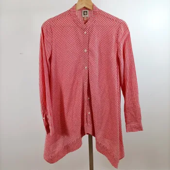 Chemise vichy rouge et blanche Anne Klein 100% coton col mao T.36 A1516