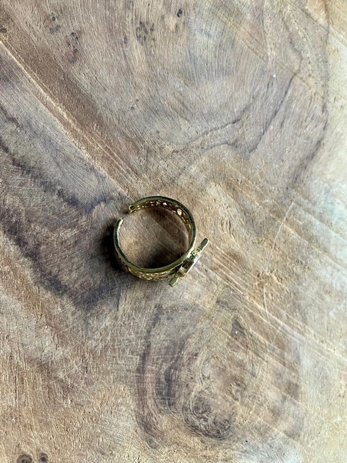 Bague ajustable en acier inoxydable avec pierre de Corail - photo numéro 2