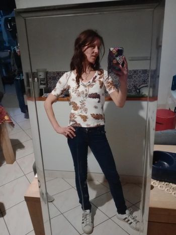 Top femme s fantaisie feuilles et fleurs c75