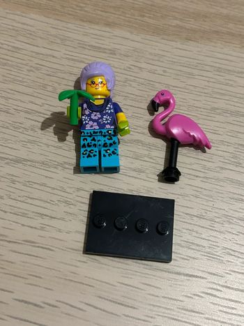 Minifigurine lego 71025 série 19 La jardinière et son flamant rose