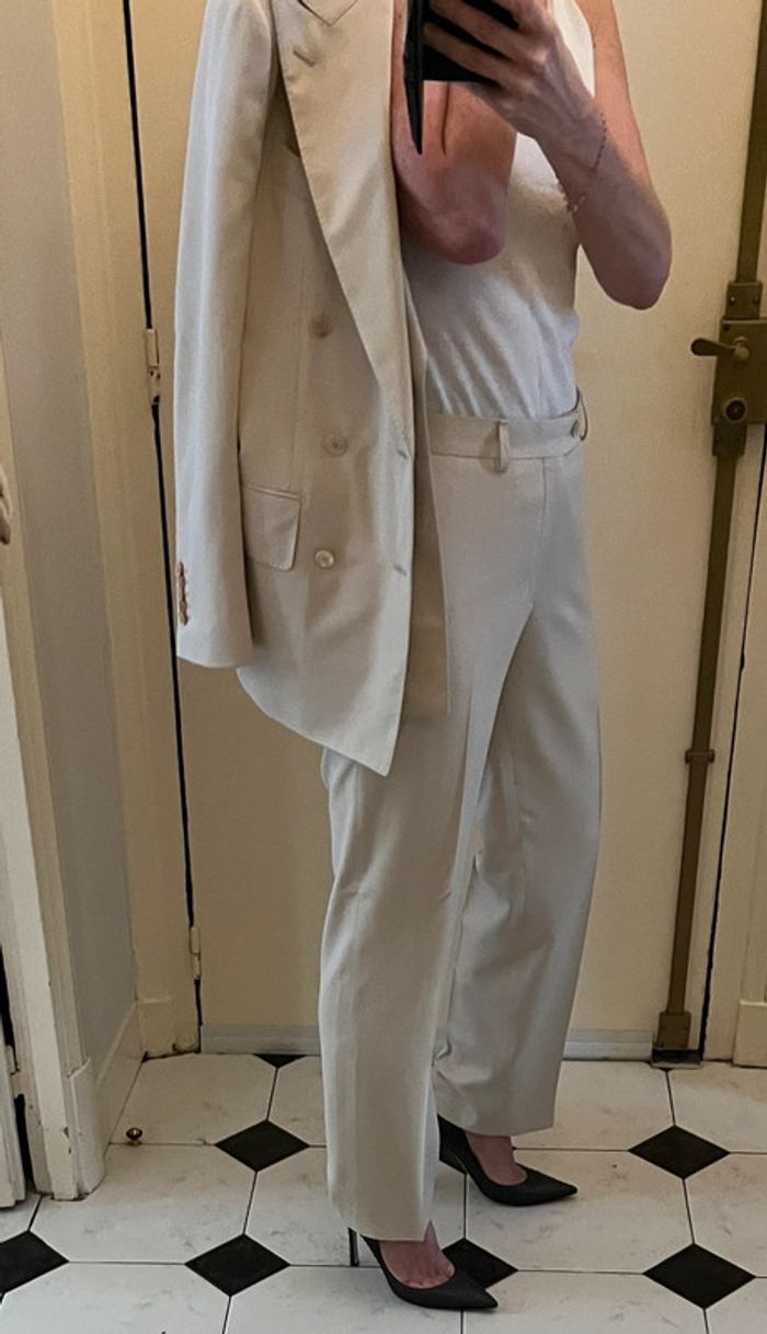 Tailleur pantalon crème en soie veste croisée 6 boutons - Suitsupply - photo numéro 5