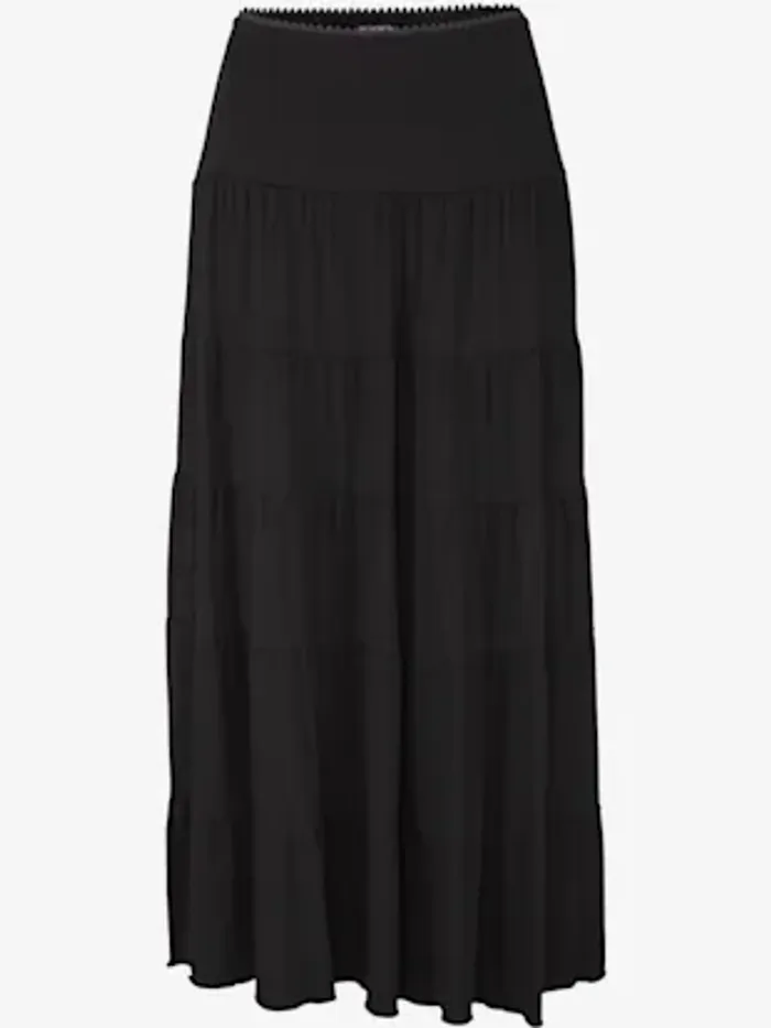 Jupe longue volants doux et fluide - taille 46/48 - helline - couleur noire