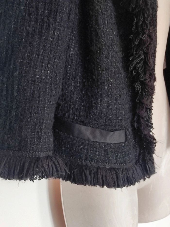 Veste blazer tweed froufrou noir fil argent laine Vintage / Apart - 34/XS ร 36/S - photo numรฉro 12