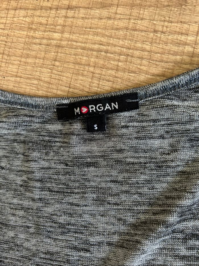 Haut gris argenté à manches courtes Morgan taille S excellent état - photo numéro 9