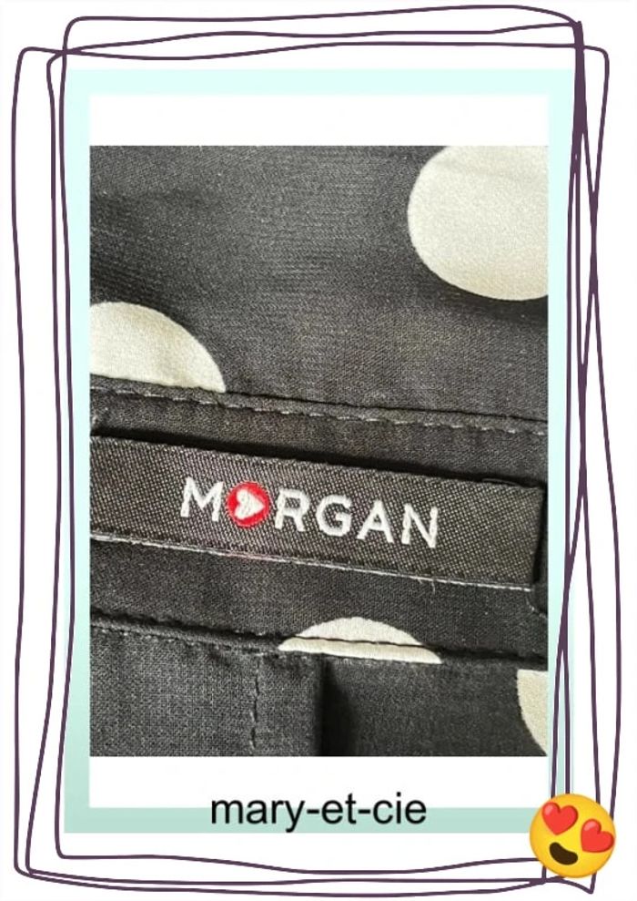 SOLDÉ - Blouse manches courtes à pois noir et blanc taille S - Morgan - photo numéro 7